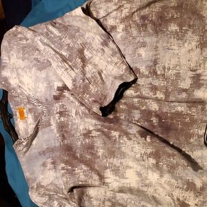 Ruby Rd top blue, gray cream with metallic embelli